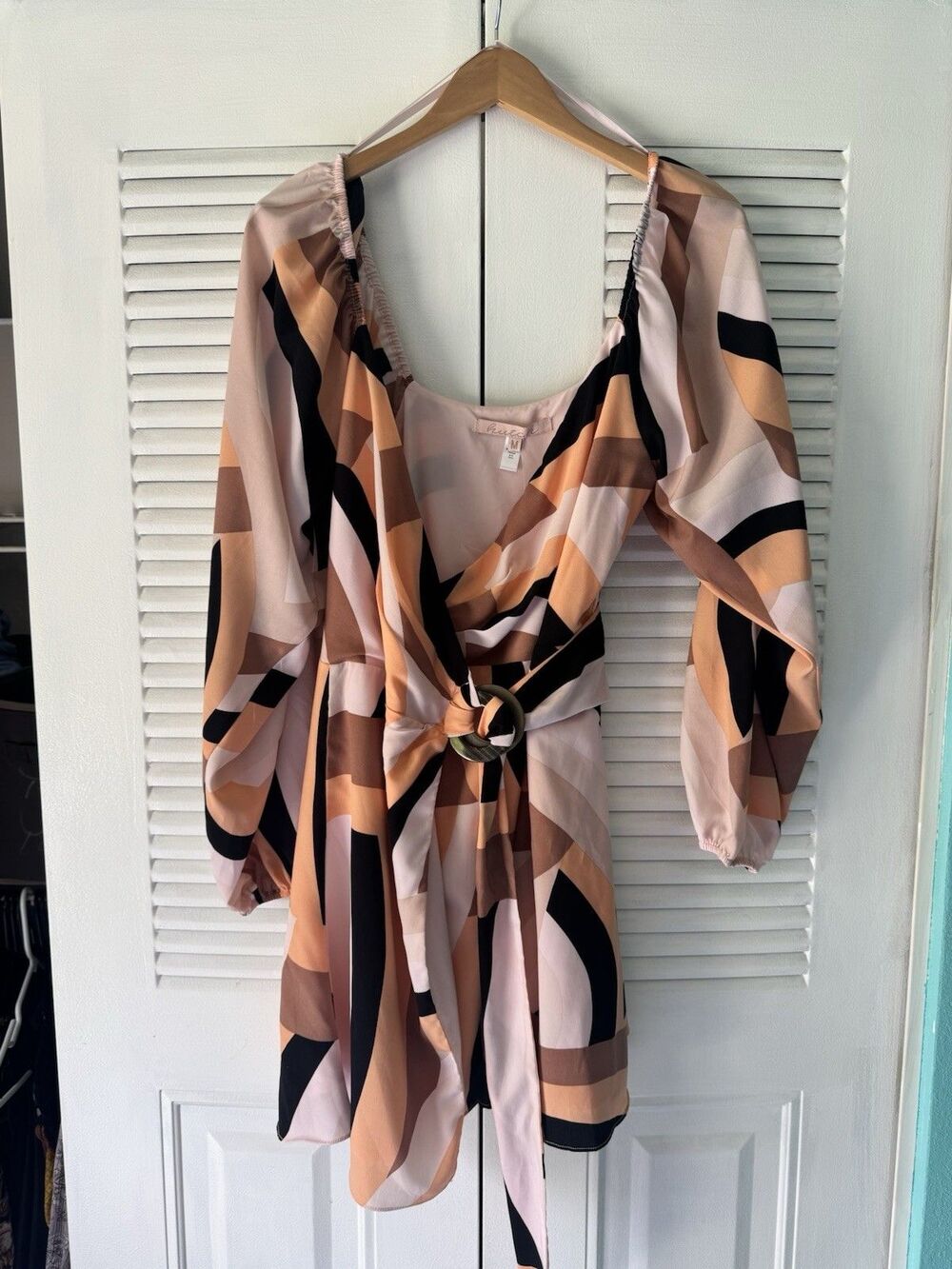 Hutch Anthropologie Wrap Dress Babydoll Mini Geometric Stripe Boho Summer - Picture 7 of 10